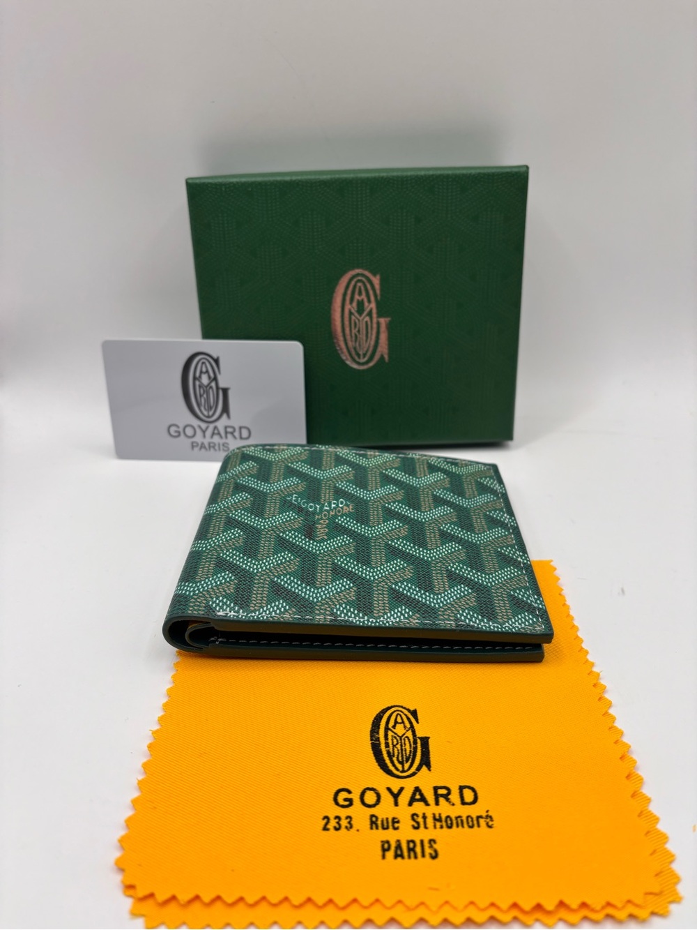 Goyard Green Chevron Bifold Wallet